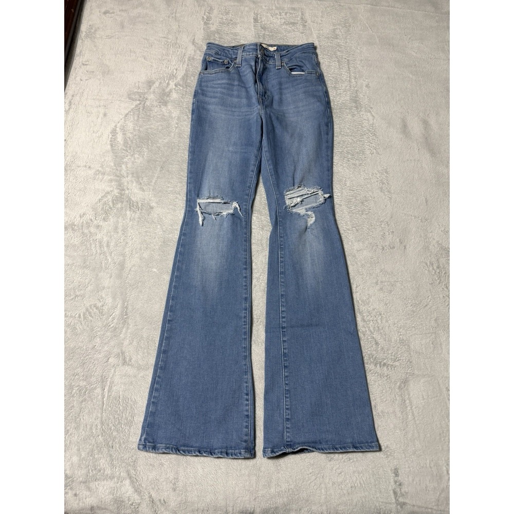 Levis 726 Flare Jeans‎ Womens 25 Blue High Rise Medium Wash Stretch 25x30.5